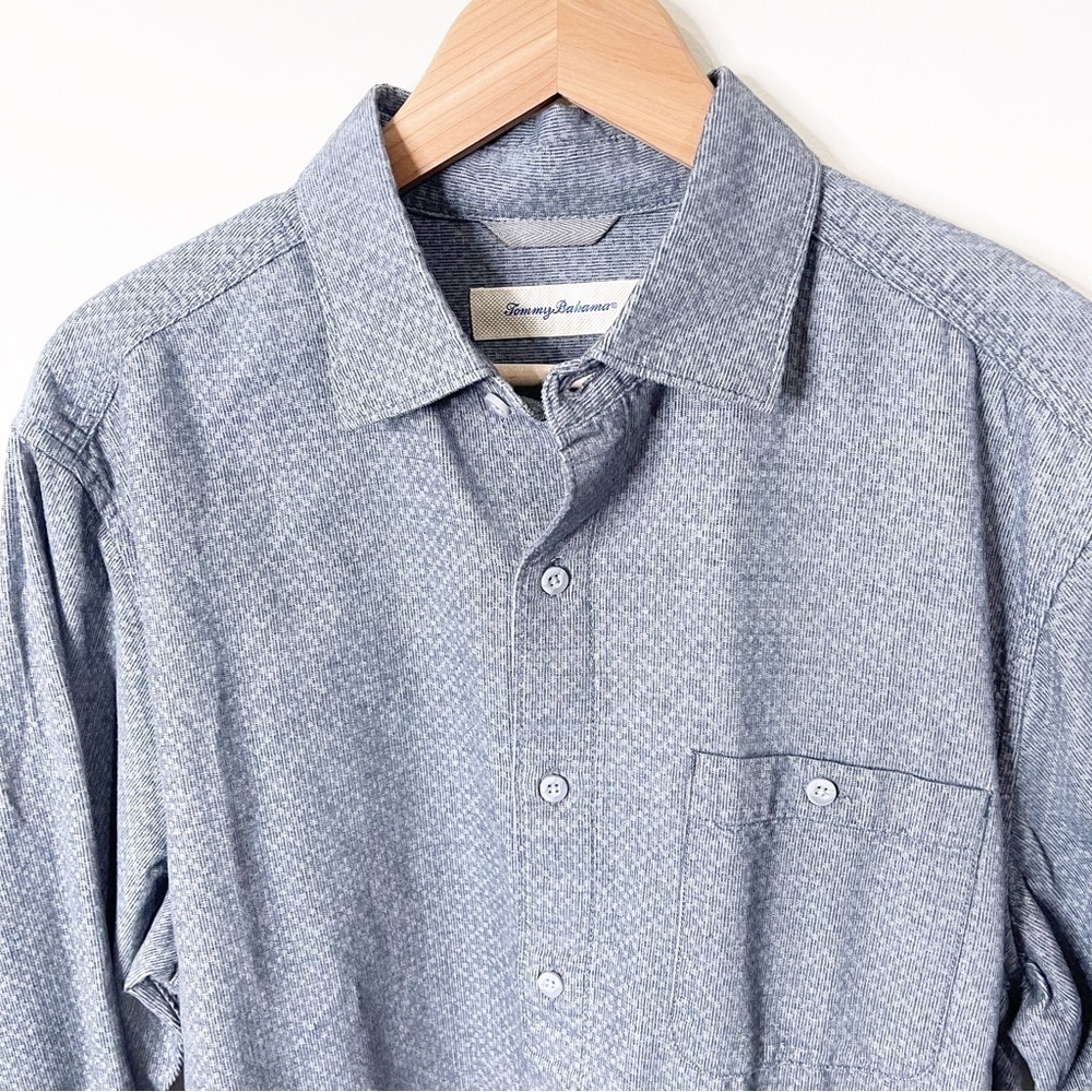Tommy Bahama Delos Doby Long Sleeves Woven Shirt Top in Turbulence Medium NWT - Picture 3 of 8